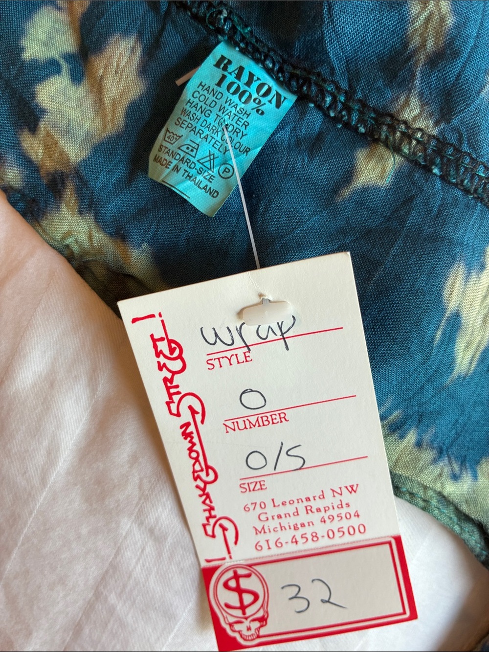 BOGO FREE-Blue Tie-Dye, Flowy Wrap Style Crop Top W/Tie Closure- Size Small - Picture 3 of 9
